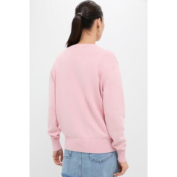 TUCKERNUCK Pink Stone Washed Cotton Anne Crewneck Sweater Size L NWT - Picture 2 of 6